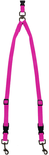 The Buddy System Double Buddy Small Pink attachment for two dogs during walks, eases multi-pet strolls.