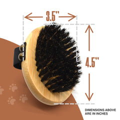 The Buddy System Pet Close Brush features soft rubber bristles for gentle detangling.