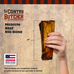 The Country Butcher 7-inch rib dog bones dog chew action demonstrates engaging, satisfying supervised chewing.