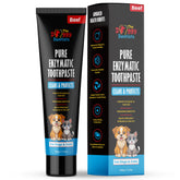The Doggy Dentists beef toothpaste tube, ready for daily brushing to support fresher breath.