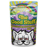 The Good Stuff Catnip bag closeup showcases fresh North American-grown aroma.