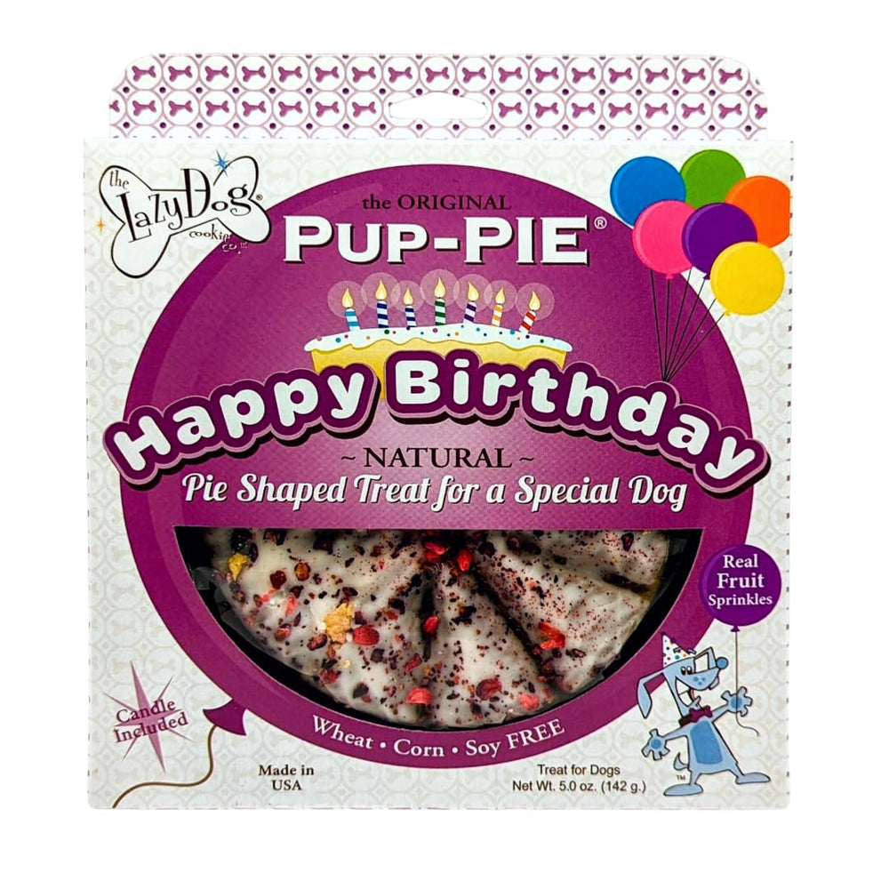The Lazy Dog Pup-Pie original birthday-treat ready for a dog's celebration