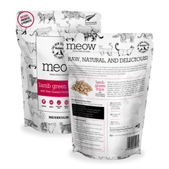 The New Zealand Natural Pet Food Co MEOW bowl serve image emphasizes easy meal topping use