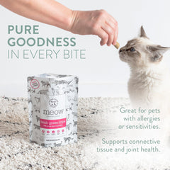 The New Zealand Natural Pet Food Co MEOW treat closeup highlights crunchy texture and appeal