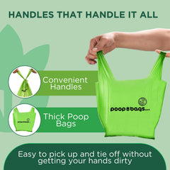 The Original Poop Bags with handles enable easy, hygienic cleanup after walks.