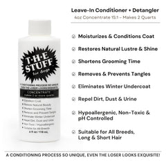The Stuff leave-in conditioner coat detangling demo shows a smoother coat