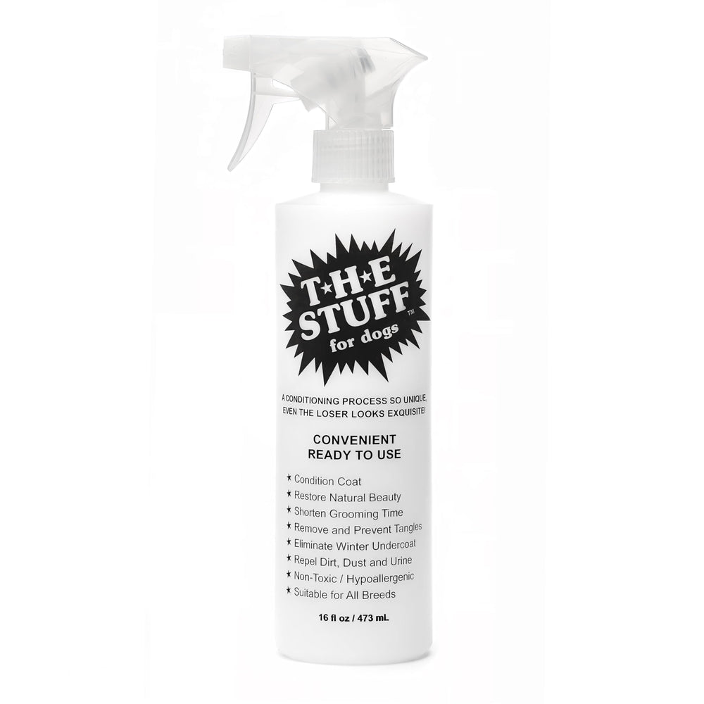 The Stuff spray desenredante para perro en el envase 16oz, facilita desenredar.