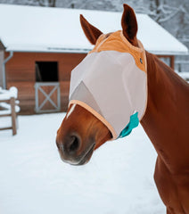 Sunny Zebra fly mask with breathable mesh reduces heat while keeping flies out