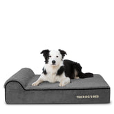 The Dog's Balls orthopedic headrest close-up showing memory foam support for joints.