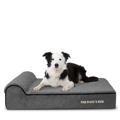 The Dog's Balls orthopedic headrest close-up showing memory foam support for joints.