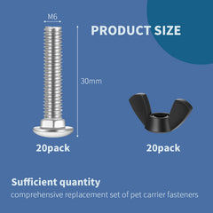Therwen M6 stainless bolts closeup showing durable steel for lasting kennel hardware.