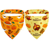 THLOH Thanksgiving dog bandana close-up showing adjustable snap-button fit for various neck sizes.