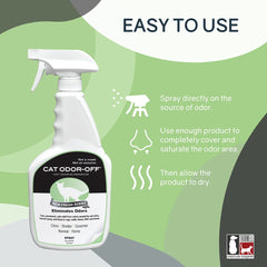 Thornell Cat Odor-Off spray action highlights rapid application to affected areas