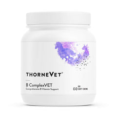 ThorneVET B ComplexVET soft chews bottle supports energy production and daily wellness.