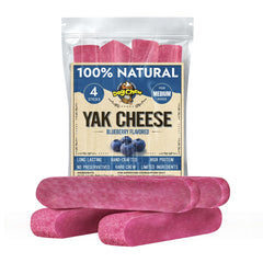 Tibetan Dog Chew packaging highlights natural, grain-free yak cheese treat for dogs.