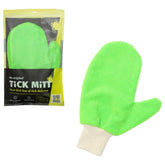 TiCK MiTT Green Tick Removal Glove in hand for gentle tick removal on skin.