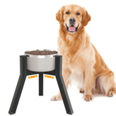 TIDANT dog bowl stand side view shows adjustable width for comfortable feeding posture.