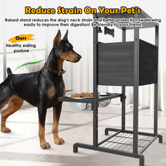 TIDANT height-adjustable stand shows 4.5 to 12 inches for dogs.