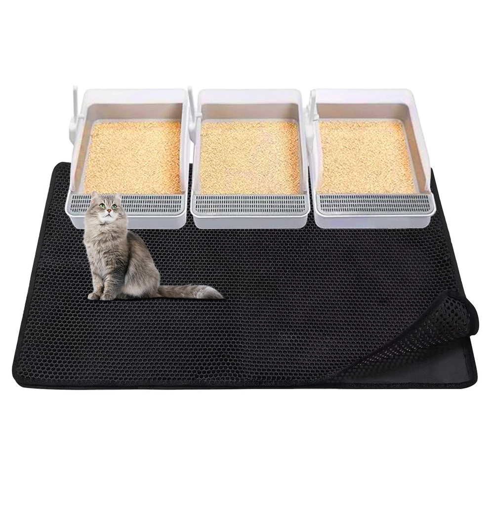 TidyNuts cat litter mat top view highlights large 45 by 32 inch coverage for litter containment