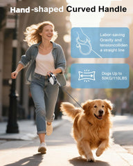 TidyTrek heavy-duty retractable leash handle provides comfortable grip during energetic strolls.