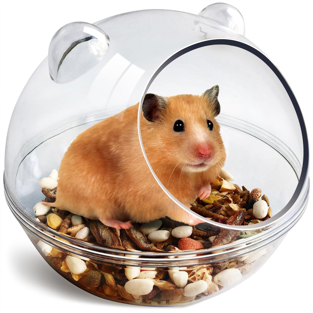 TieLishor hamster-bathtub provides a clear view for watching bath time and play.