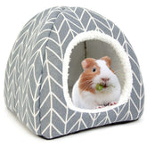 Tierecare Guinea Pig Hideout Bed inside soft plush for warm, cozy naps.