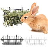 TiereCare Rabbit Hay Feeder set in black and white helps reduce hay mess.