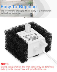 Tiga debris-trapping foam filter protects the fountain from clogs.