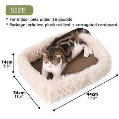 TIGOADT Fluffy Cat Scratcher Lounge Box measures 17.3 x 13.4 inches for indoor spaces.