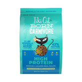 Tiki Cat Born Carnivore bag front, protein-forward dry food for adult cats.