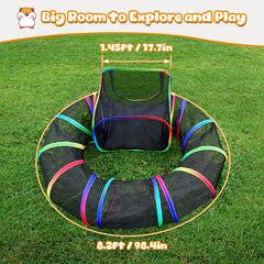 TIKIWIK rainbow playpen with gradient design enhances the play area.