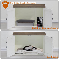 Timberer cat litter box enclosure side view highlights slim profile for small spaces.