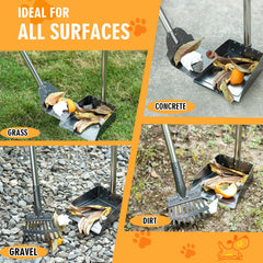 TIMINGILA 36-inch handle reduces bending for comfortable pet waste cleanup.
