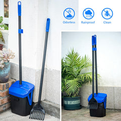 TIMINGILA pooper scooper rake showing extended handle for back-friendly cleaning