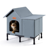 TIMSUNBER insulated cat shelter front view provides cozy entry for outdoor cats, ideal for cold nights