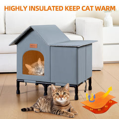 TIMSUNBER outdoor cat house waterproof roof shields rain and snow, keeping your cat dry