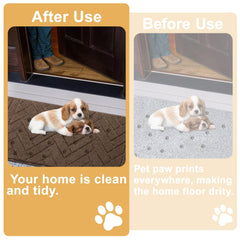 Tindbea dog mat latte multiple-uses image demonstrates versatile entryway protection and interior comfort