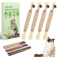 TINDTOP silvervine chew sticks pack image: natural cat chew sticks for dental care and stress relief.