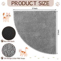 Tinideya corner cat litter mat quarter-circle design saves space in corners.