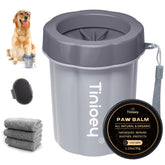 Tinioey dog paw cleaner kit with cup, towels, brush and balm for quick muddy paw cleaning.
