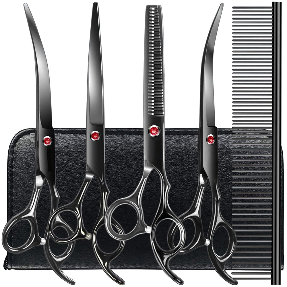 TINMARDA dog grooming scissors kit front view for quick at-home trims
