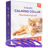 Tioupi calming collar 4pack on display suggests multi-cat anxiety relief options