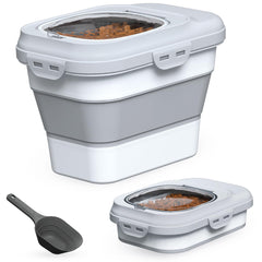TIOVERY dog food container collapsible design for space-saving storage and freshness.