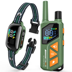 TISOOG dog shock collar remote green showing long-range training up to 3300 feet.