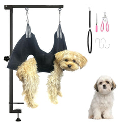 tiuire dog grooming arm setup enables quick, secure at-home grooming for small dogs