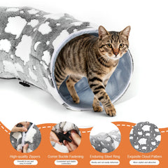 Tivray cat tunnel multi-ways play provides bed, maze, or tree skirt options.