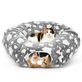 Tivray Christmas Cat Tunnels under tree bed offering cozy play space.