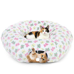 Tivray Christmas Cat Tunnels bed shows a cozy tunnel bed for feline naps.