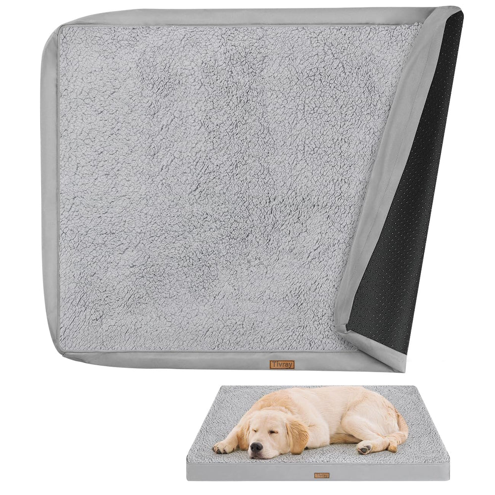 Tivray dog bed cover grey front view with hidden zipper for easy changes.