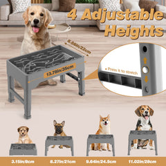 Tivray slow feeder height adjustment demonstrates four-level options for growing dogs